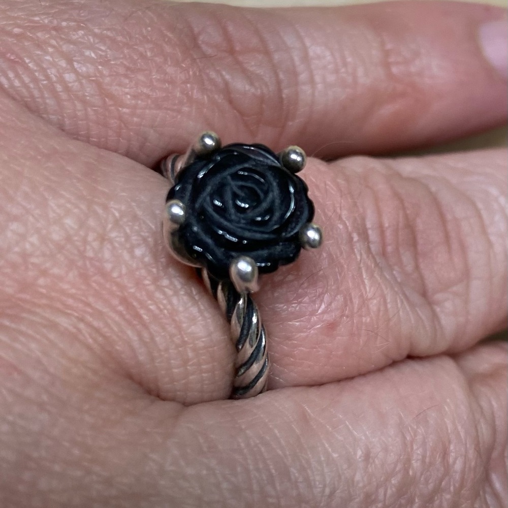 Pandora Black Rose Silver Ring
